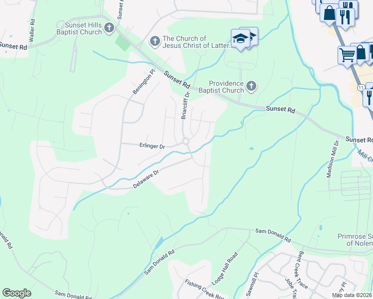 map of restaurants, bars, coffee shops, grocery stores, and more near 1655 Briarcliff Drive in Nolensville