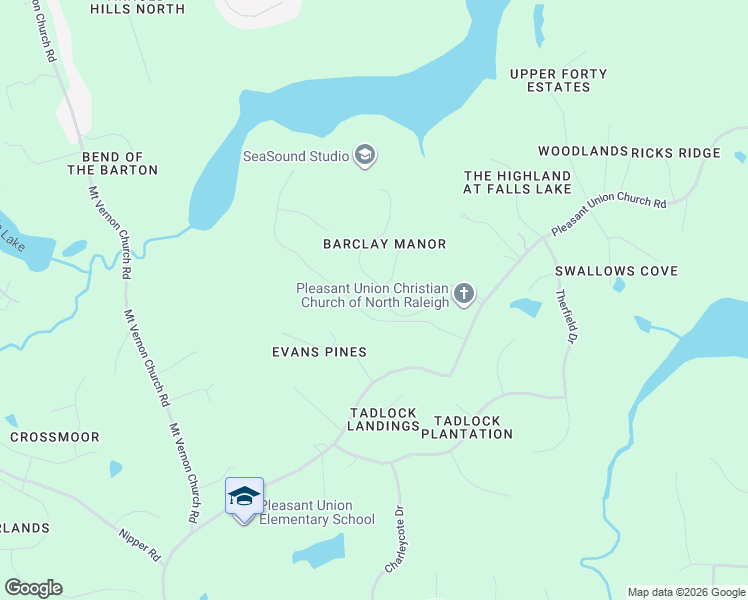 map of restaurants, bars, coffee shops, grocery stores, and more near 1125 Barclay Manor Way in Raleigh