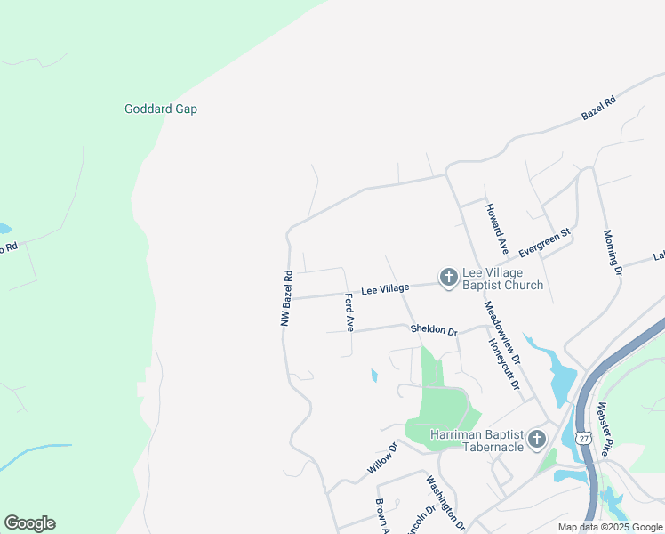 map of restaurants, bars, coffee shops, grocery stores, and more near 109 Anzie Way in Harriman