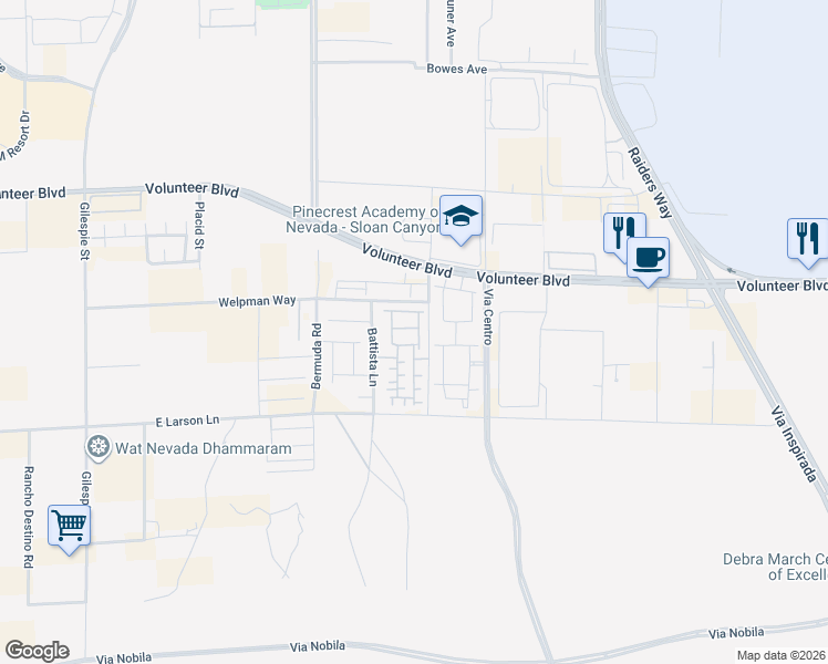 map of restaurants, bars, coffee shops, grocery stores, and more near 585 Welpman Way in Henderson