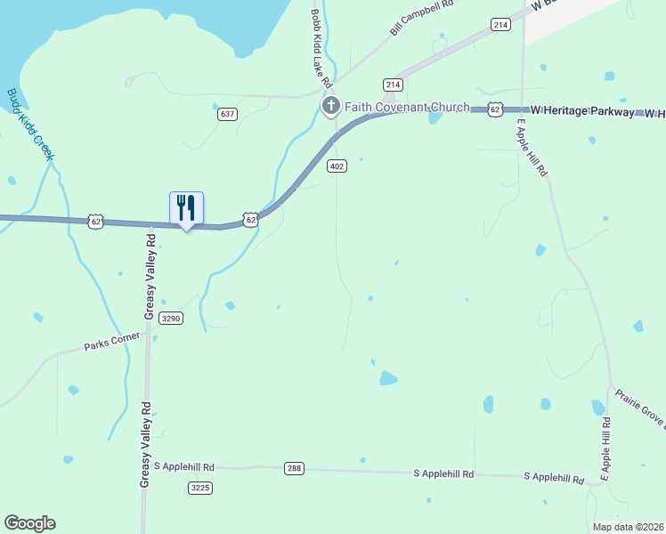 map of restaurants, bars, coffee shops, grocery stores, and more near 11561 Old Apple Hill Road in Prairie Grove