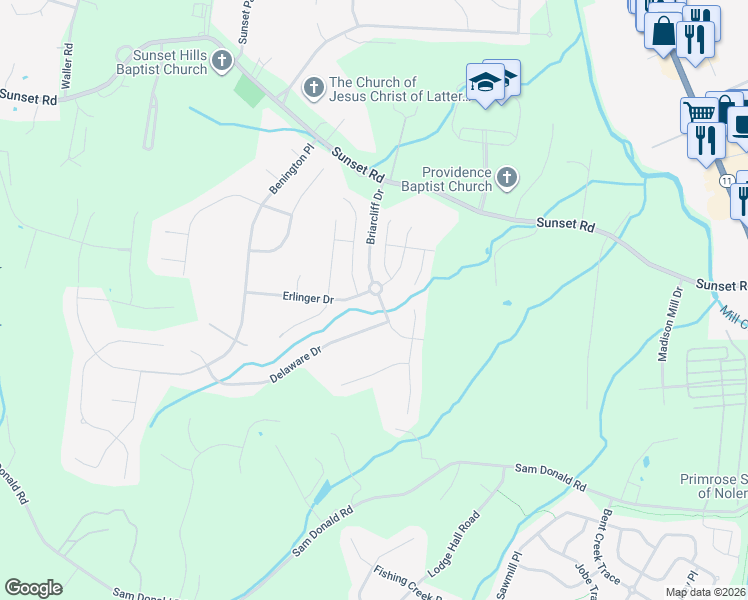 map of restaurants, bars, coffee shops, grocery stores, and more near 1655 Briarcliff Drive in Nolensville
