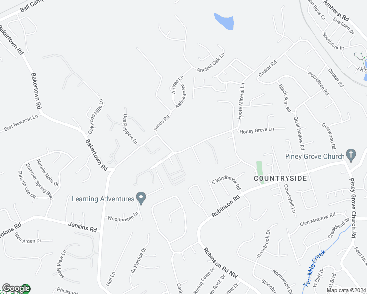 map of restaurants, bars, coffee shops, grocery stores, and more near 2626 Bakertown Road in Knoxville