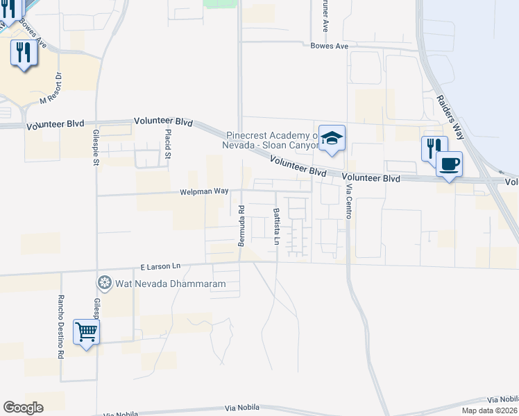 map of restaurants, bars, coffee shops, grocery stores, and more near 487 Via Renata in Henderson
