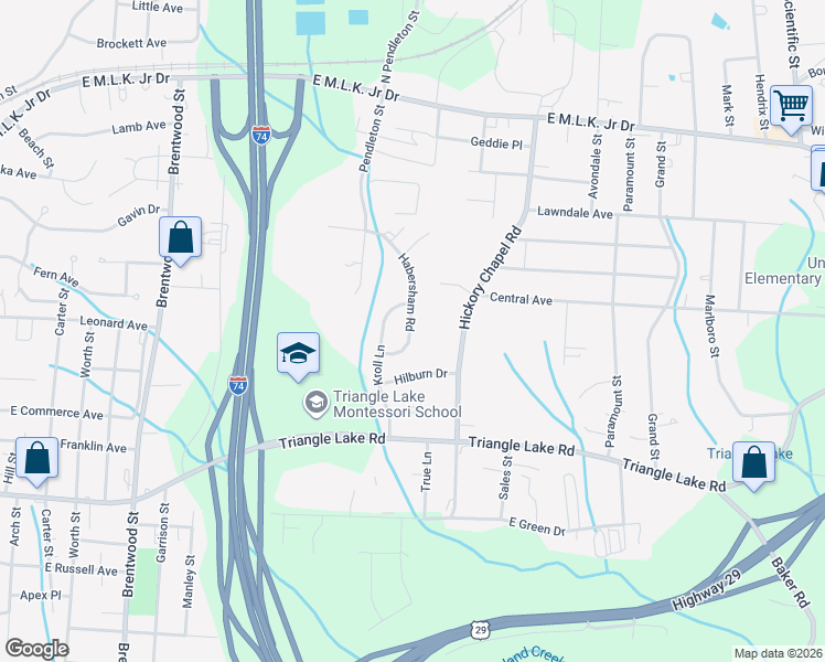 map of restaurants, bars, coffee shops, grocery stores, and more near 816 Hickory Chapel Road in High Point