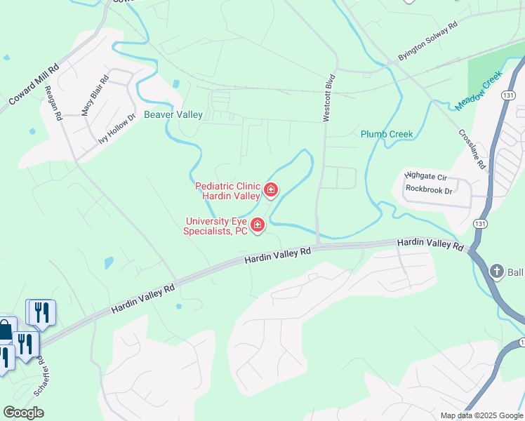 map of restaurants, bars, coffee shops, grocery stores, and more near 2575 Willow Point Way in Knoxville