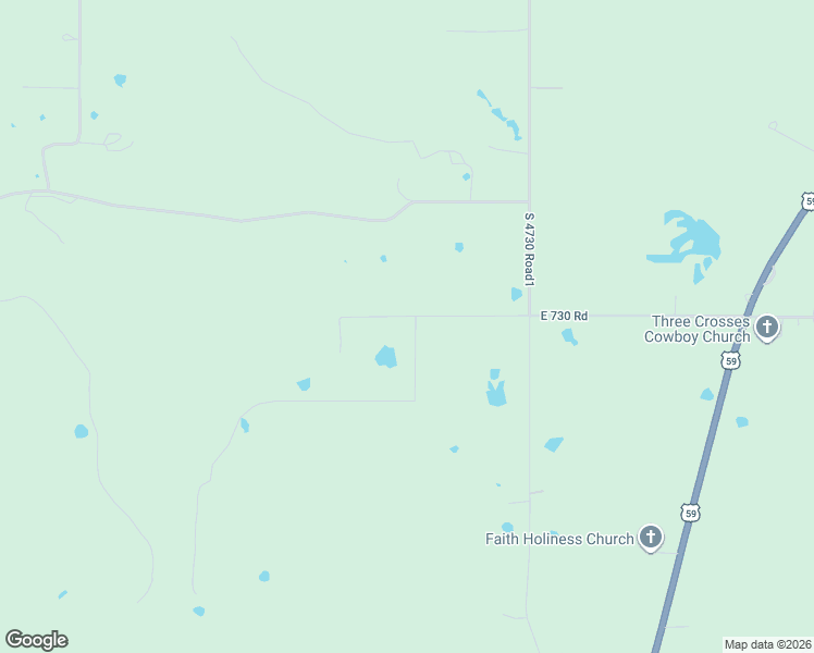 map of restaurants, bars, coffee shops, grocery stores, and more near 472724 East 730 Road in Westville