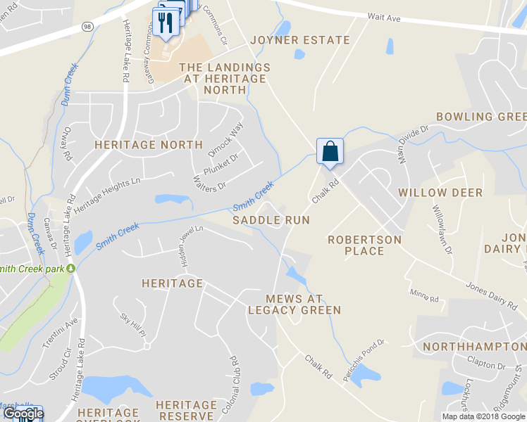 map of restaurants, bars, coffee shops, grocery stores, and more near 1604 Gracie Girl Way in Wake Forest
