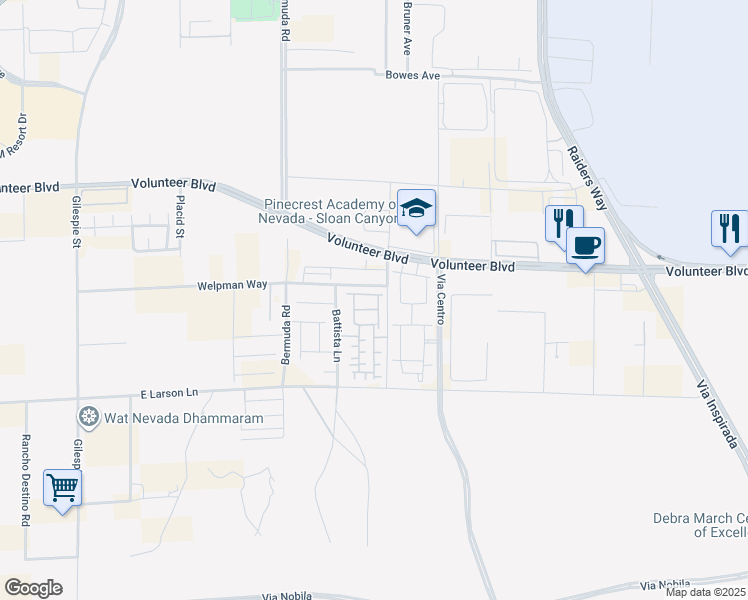 map of restaurants, bars, coffee shops, grocery stores, and more near 585 Welpman Way in Henderson