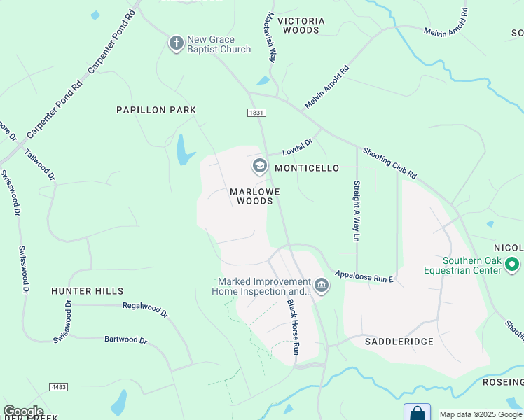 map of restaurants, bars, coffee shops, grocery stores, and more near 3521 Thornwood Court in Raleigh