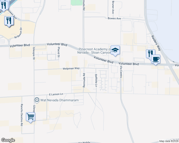 map of restaurants, bars, coffee shops, grocery stores, and more near 487 Via Renata in Henderson