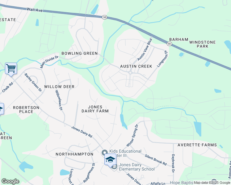 map of restaurants, bars, coffee shops, grocery stores, and more near 533 Boardwalk Drive in Wake Forest