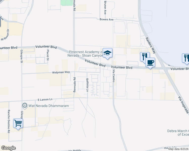 map of restaurants, bars, coffee shops, grocery stores, and more near 535 Thistleberry Avenue in Las Vegas