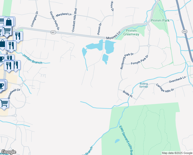 map of restaurants, bars, coffee shops, grocery stores, and more near 1718 Andrew Crockett Court in Brentwood