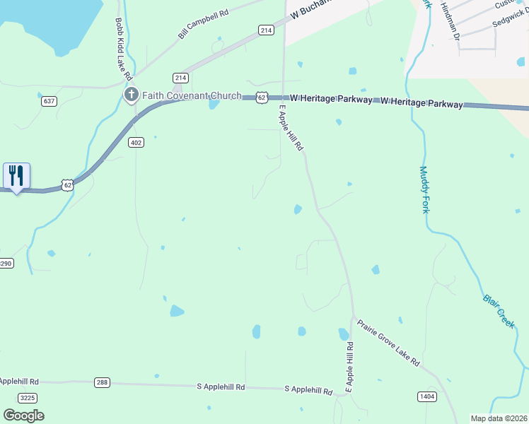 map of restaurants, bars, coffee shops, grocery stores, and more near 11291 East Apple Hill Road in Prairie Grove