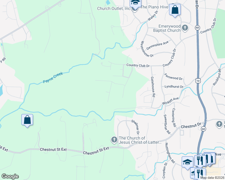map of restaurants, bars, coffee shops, grocery stores, and more near 2839 Fallin Court in High Point