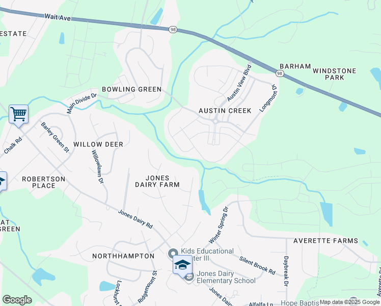map of restaurants, bars, coffee shops, grocery stores, and more near 533 Boardwalk Drive in Wake Forest