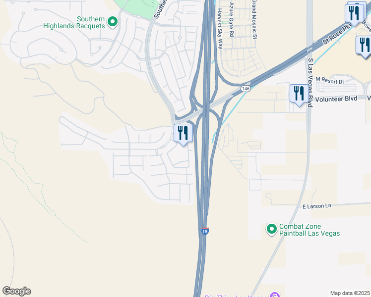 map of restaurants, bars, coffee shops, grocery stores, and more near 12656 Southern Highlands Parkway in Las Vegas