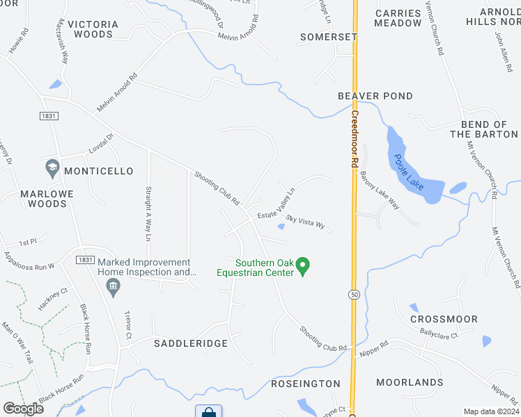 map of restaurants, bars, coffee shops, grocery stores, and more near 1640 Estate Valley Lane in Raleigh