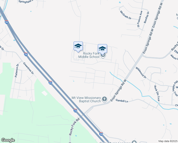 map of restaurants, bars, coffee shops, grocery stores, and more near 3423 Rocky Fork Road in Smyrna