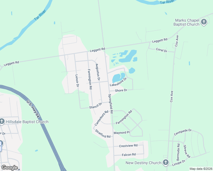 map of restaurants, bars, coffee shops, grocery stores, and more near Cloverdale Drive in Rocky Mount