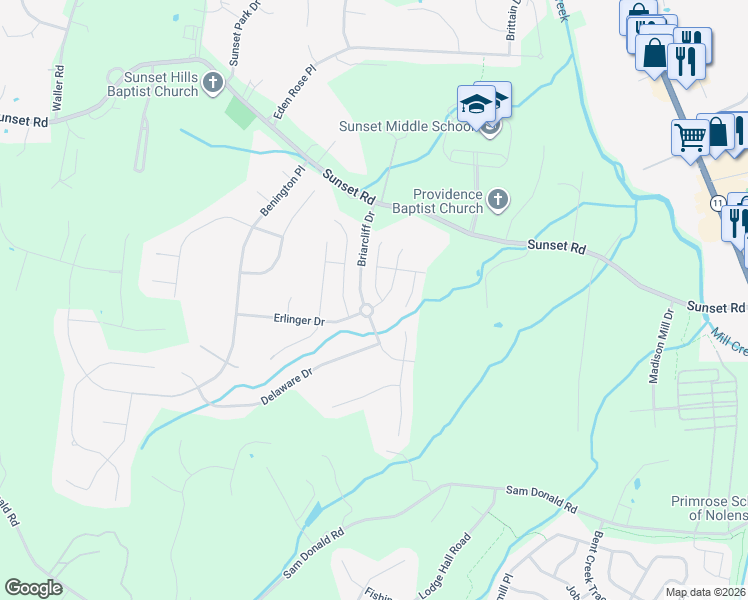 map of restaurants, bars, coffee shops, grocery stores, and more near 1709 Bastante Court in Nolensville