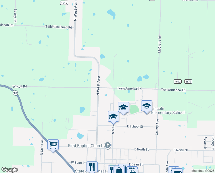 map of restaurants, bars, coffee shops, grocery stores, and more near 103 West Holt Road in Lincoln