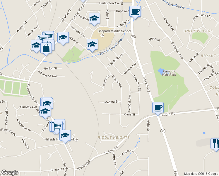 map of restaurants, bars, coffee shops, grocery stores, and more near 1016 Gaston Avenue in Durham