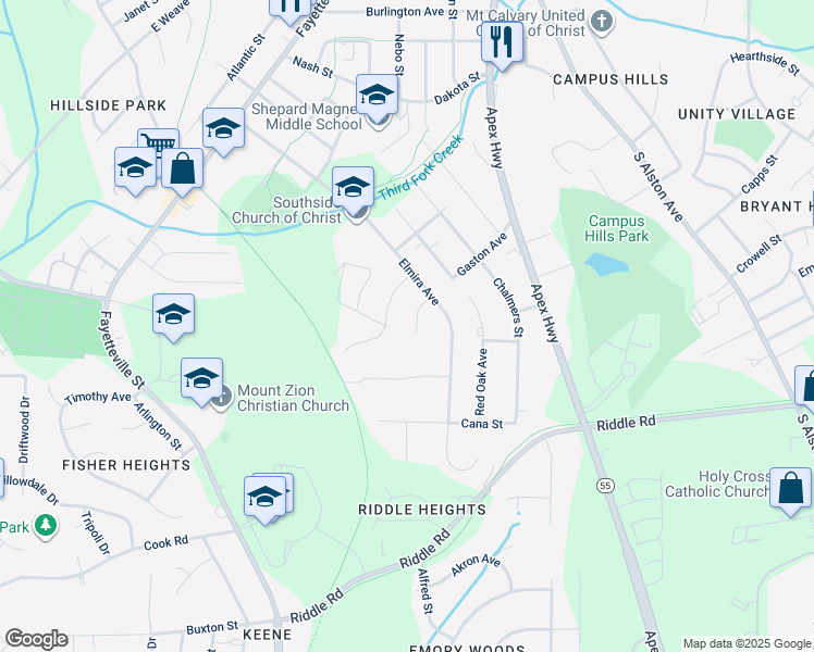 map of restaurants, bars, coffee shops, grocery stores, and more near 1016 Gaston Avenue in Durham