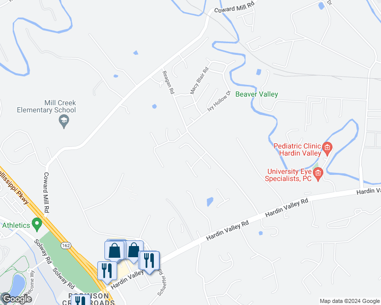 map of restaurants, bars, coffee shops, grocery stores, and more near 2613 Wild Fern Ln in Knoxville