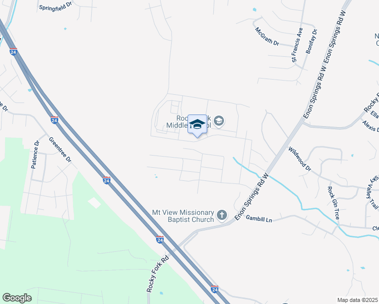 map of restaurants, bars, coffee shops, grocery stores, and more near 3423 Rocky Fork Road in Smyrna