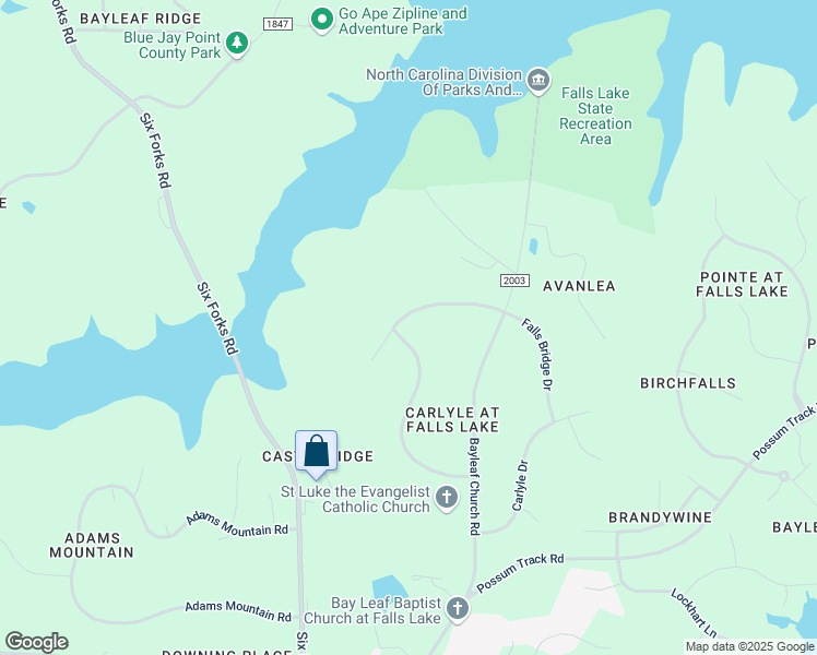 map of restaurants, bars, coffee shops, grocery stores, and more near 1020 Falls Bridge Drive in Raleigh