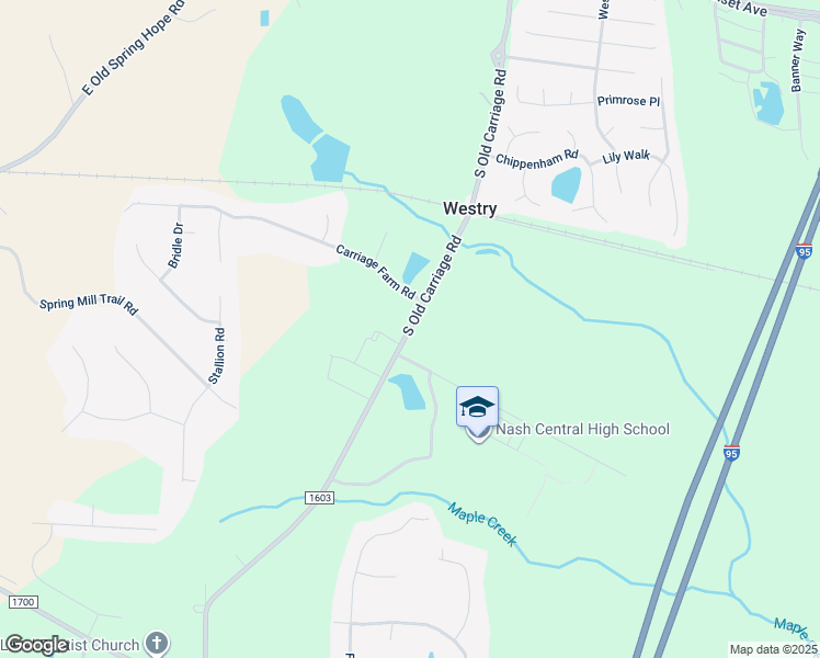 map of restaurants, bars, coffee shops, grocery stores, and more near 1129 South Old Carriage Road in Rocky Mount