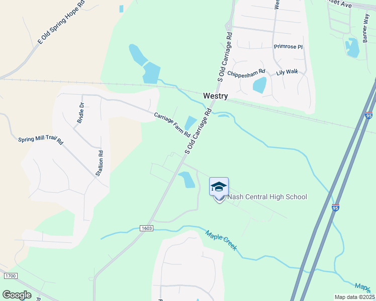 map of restaurants, bars, coffee shops, grocery stores, and more near 1129 South Old Carriage Road in Rocky Mount