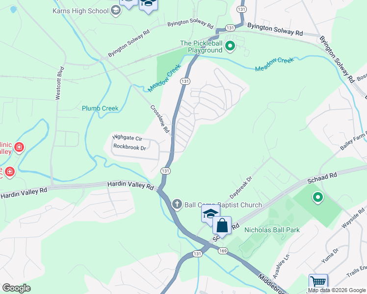 map of restaurants, bars, coffee shops, grocery stores, and more near 139 Smoky Ridge Way in Knoxville