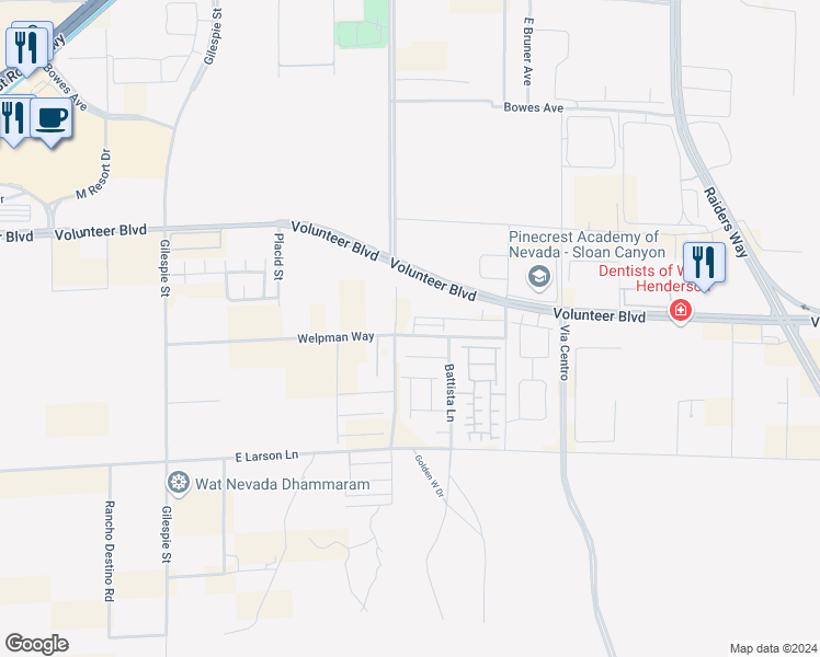 map of restaurants, bars, coffee shops, grocery stores, and more near 1920 Sonetto Vista Street in Henderson