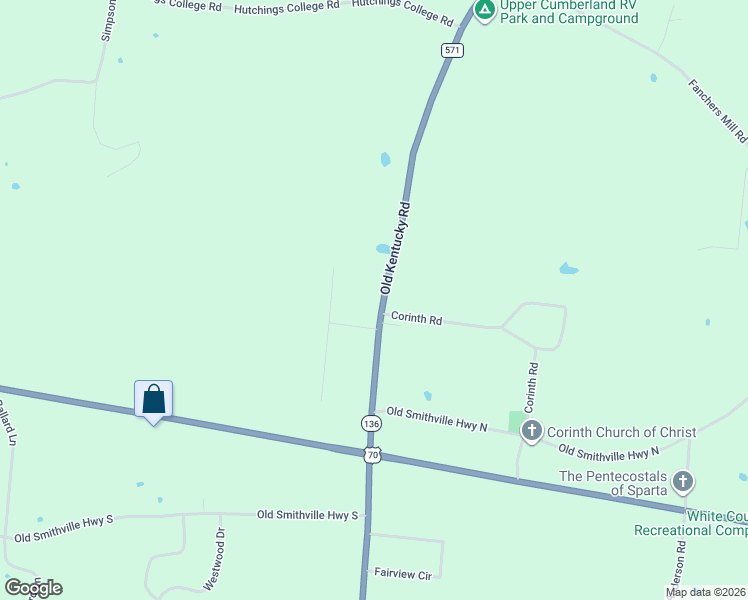 map of restaurants, bars, coffee shops, grocery stores, and more near 8444 Old Kentucky Road in Sparta