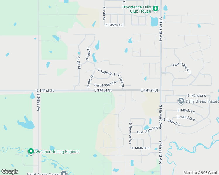 map of restaurants, bars, coffee shops, grocery stores, and more near 2384 East 140th Place South in Bixby