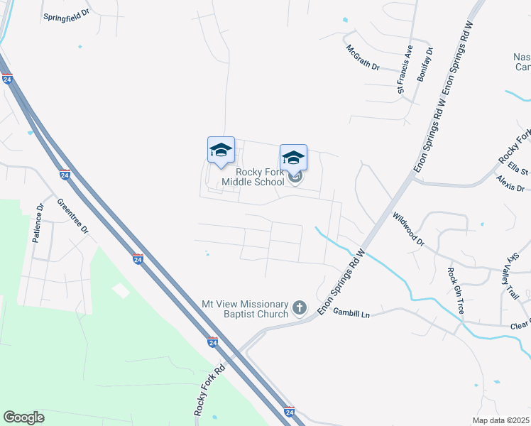 map of restaurants, bars, coffee shops, grocery stores, and more near 3423 Rocky Fork Road in Smyrna