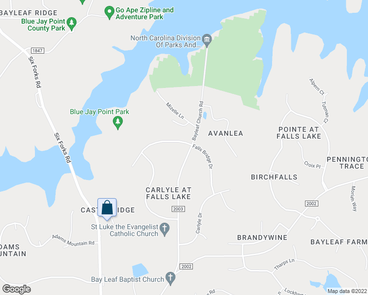 map of restaurants, bars, coffee shops, grocery stores, and more near 1120 Falls Bridge Drive in Raleigh