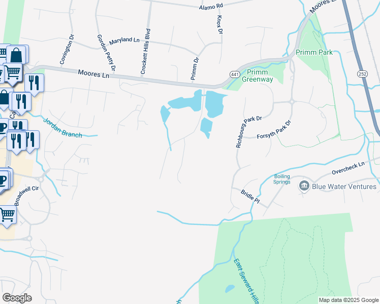 map of restaurants, bars, coffee shops, grocery stores, and more near 1718 Andrew Crockett Court in Brentwood