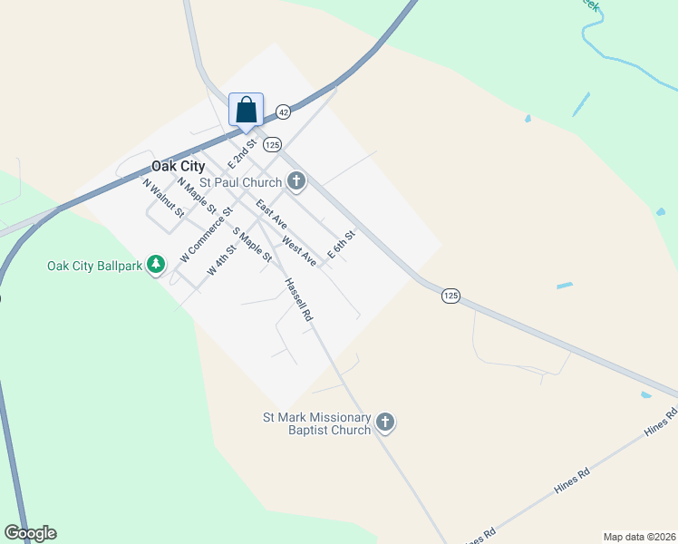 map of restaurants, bars, coffee shops, grocery stores, and more near in Oak City