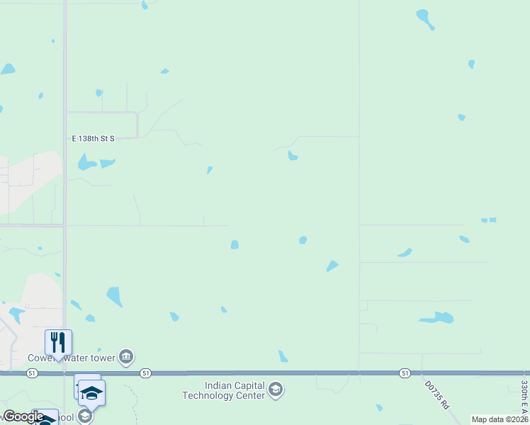 map of restaurants, bars, coffee shops, grocery stores, and more near 31357 E 141st Street South in Coweta