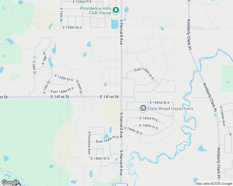map of restaurants, bars, coffee shops, grocery stores, and more near East 141st Street in Bixby