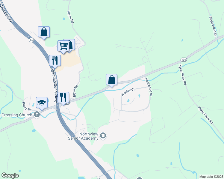 map of restaurants, bars, coffee shops, grocery stores, and more near 310 Douglas Dam Road in Kodak