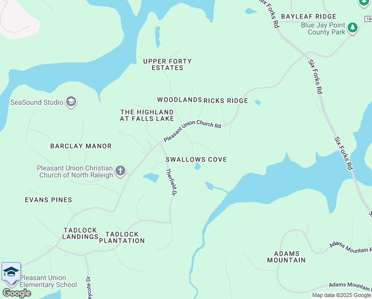 map of restaurants, bars, coffee shops, grocery stores, and more near 6317 Swallow Cove Lane in Raleigh