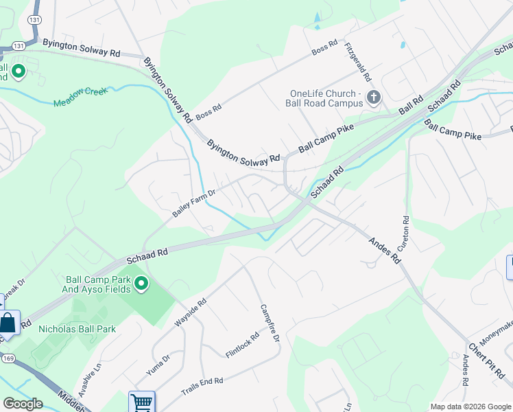 map of restaurants, bars, coffee shops, grocery stores, and more near 2201 Bright Oak Way in Knoxville