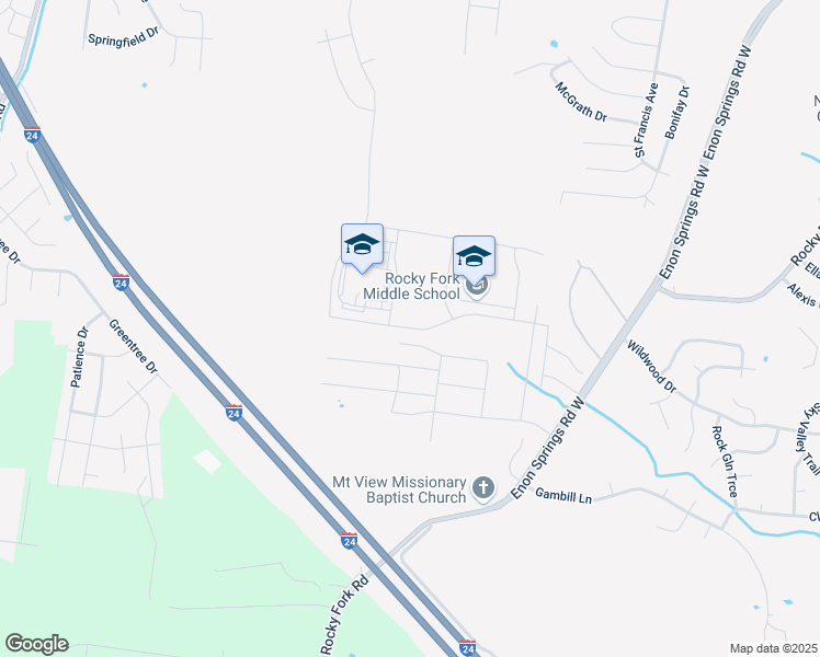 map of restaurants, bars, coffee shops, grocery stores, and more near 3423 Rocky Fork Road in Smyrna