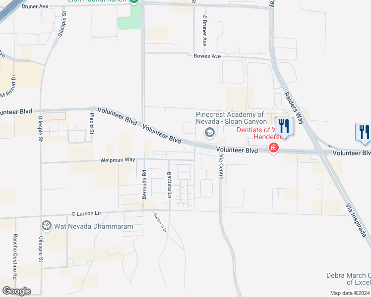 map of restaurants, bars, coffee shops, grocery stores, and more near 1902 Glissando Vista Street in Henderson