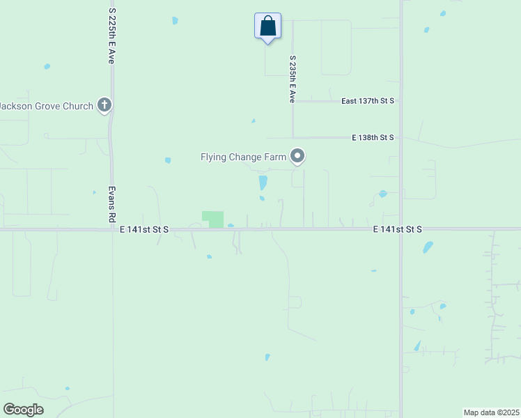 map of restaurants, bars, coffee shops, grocery stores, and more near 23389 East 141st Street South in Coweta